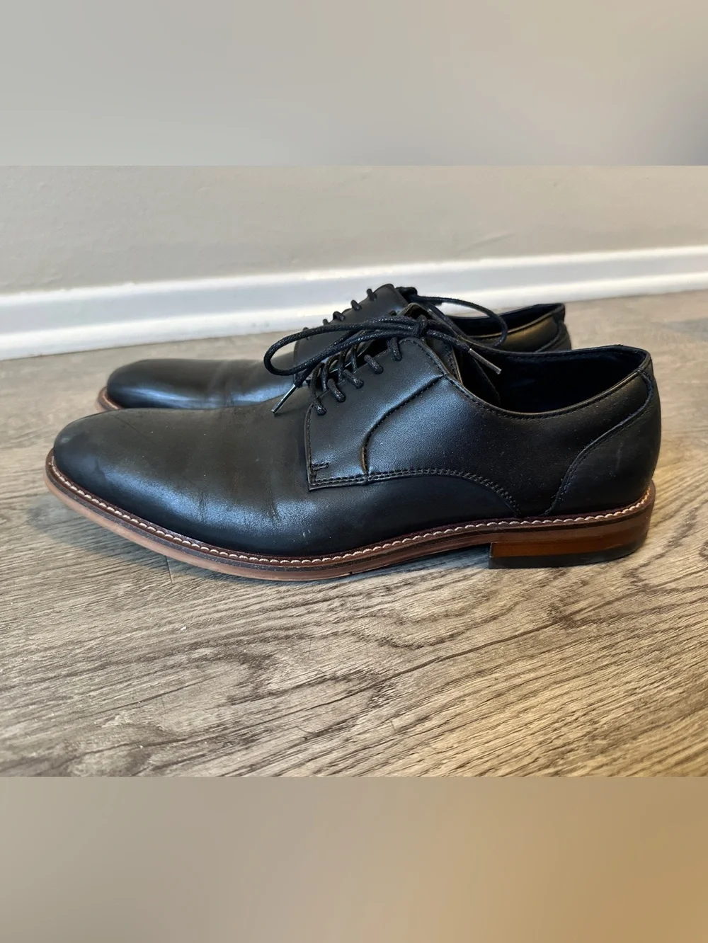 Stacy Adams Black Leather Derby Shoes with Contrast welt